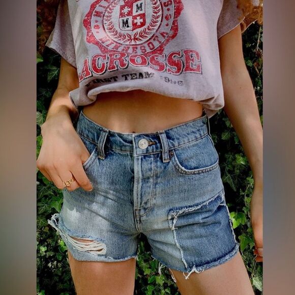 BDG Urban Outfitters patchwork distressed denim shorts size 29 high rise - Picture 1 of 10